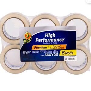 Duck Brand HP260 High Performance Packaging Tape 1.88in x 60yd 6 Rolls 360 Yards